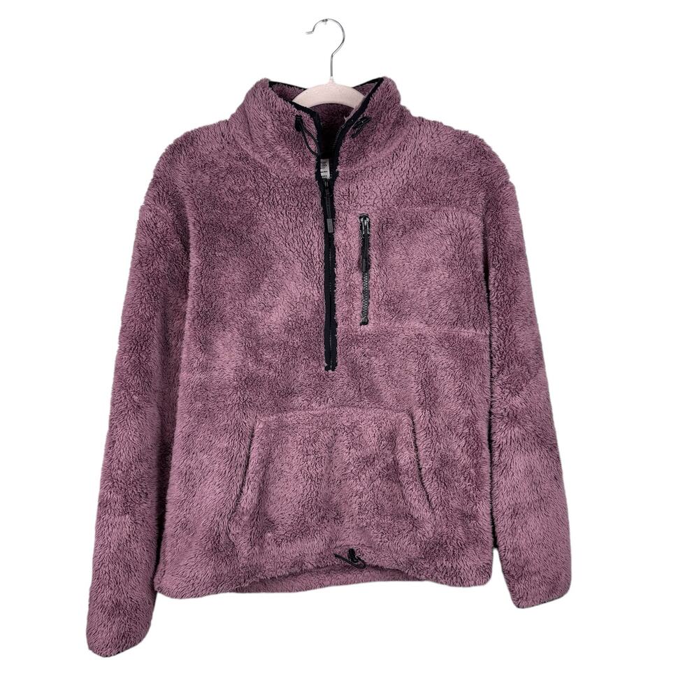 Victoria’s Secret Pink Purple mauve Teddy Fleece half zip pullover Womens Sz XS